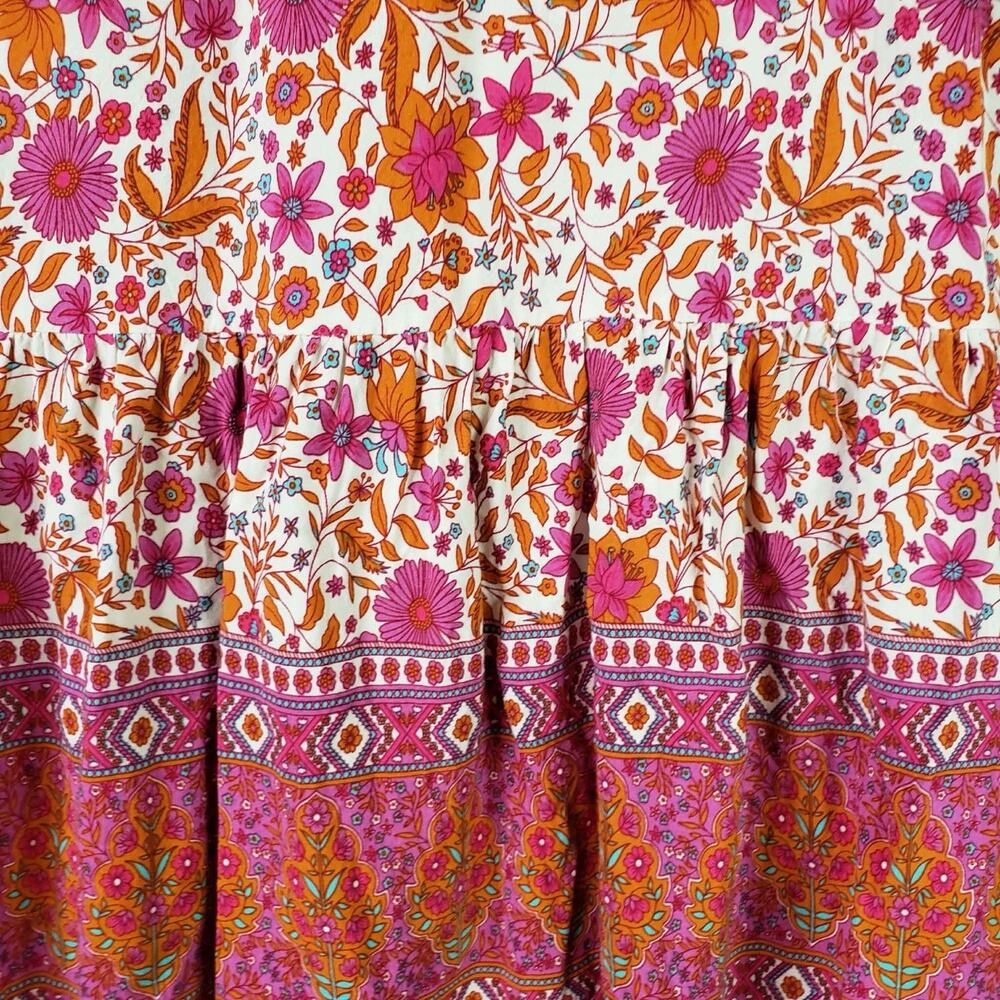 Natural Life Becca Short Dress Red Pink Floral Border Women’s Size Large L - Picture 6 of 12